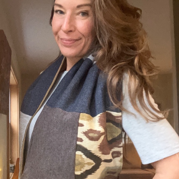 Handmade Reversible Scarf Vest Shawl – Upcycled Wool, Cashmere & Cotton Blend - Picture 7 of 7